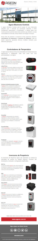 Apresentação dos controladores de temperatura e inversores de frequência Ageon